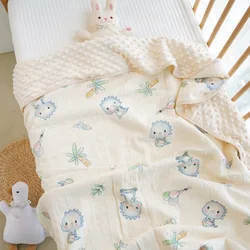 Kangobaby #My Soft Life# New Autumn Winter Muslin Cotton Bubble Fleece Baby Swaddle Blanket Newborn Bath Towel Infant Quilt