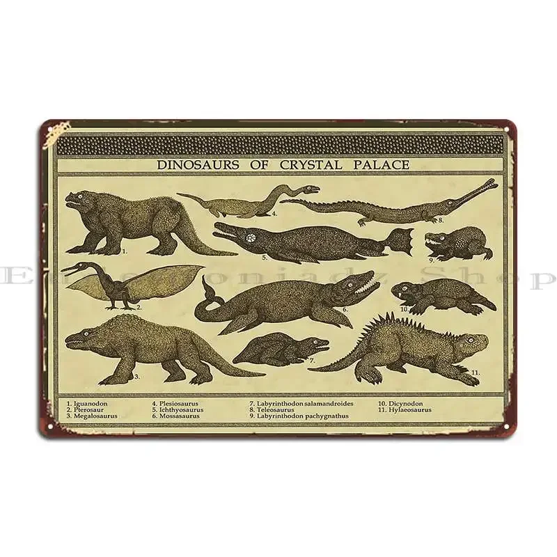 Dinosaurs Of Crystal Palace Metal Plaque Poster Funny Cinema Vintage Personalized Designer Tin Sign Poster