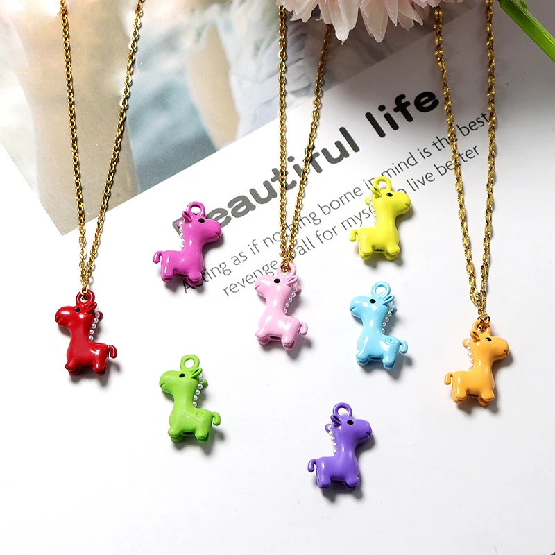 

4pcs New Cute Cartoon Pearl Horse Animal Metal Charm DIY Accessory Earrings Necklace Keychain Jewelry Making Findings