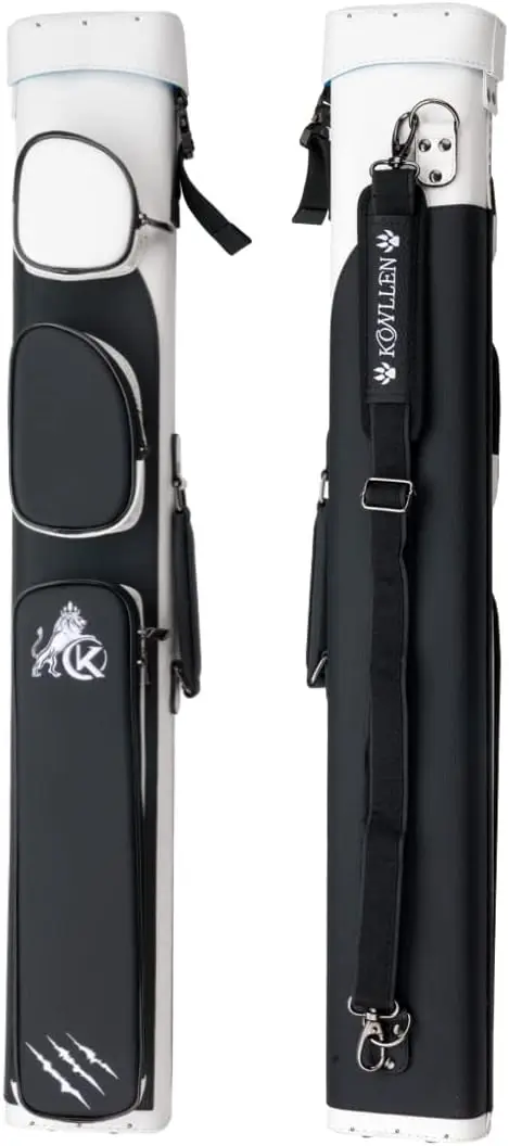 

Hard Pool Cue Case 2x4 Billiard Stick Bag with Multi Pocket Holds 2 Butts 4 Shafts Adjustable Shoulder Strap for Adults