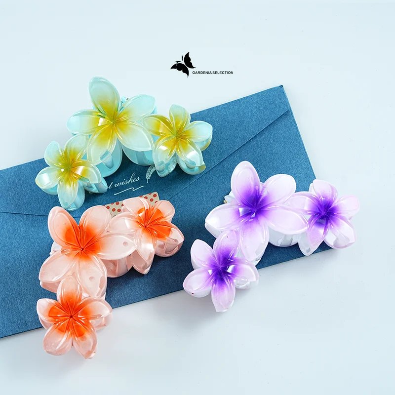 Sweet gradient flower acrylic hairpin ladies girls hairpin summer beach hawaiian headwear hair ornament crab clip