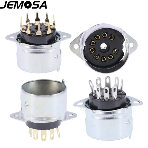 9Pin Tube Socket Bakelite With Aluminum Shield For 12AX7 12AU7 ECC83 ECC82 EL84 7199 ECC88 6922 Vacuum Tube Amplifier Audio HIFI