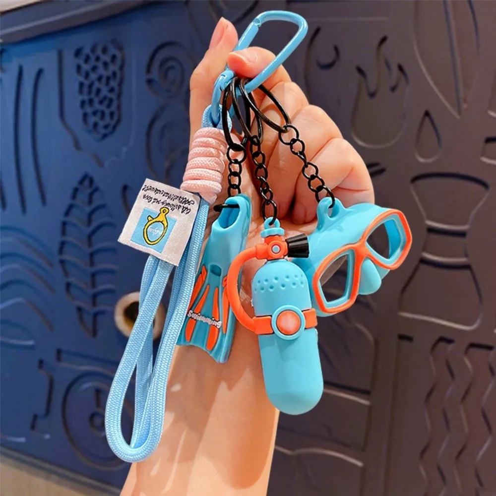 Funny Diving Series Keychain Colorful Creative Diving Mask Bag Pendant Backpack Decor Hanging Oxygen Cylinder Keyring
