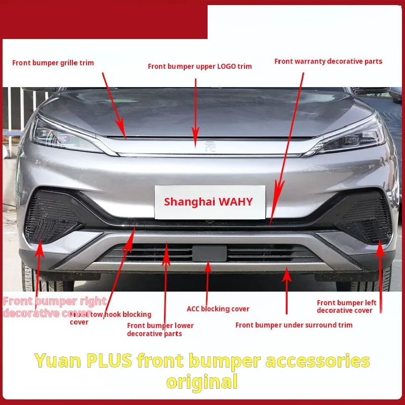 

For BYD YuanplusFront bumper trim panel trim cover front warranty lower body trailer cover middle net lower trim strip original