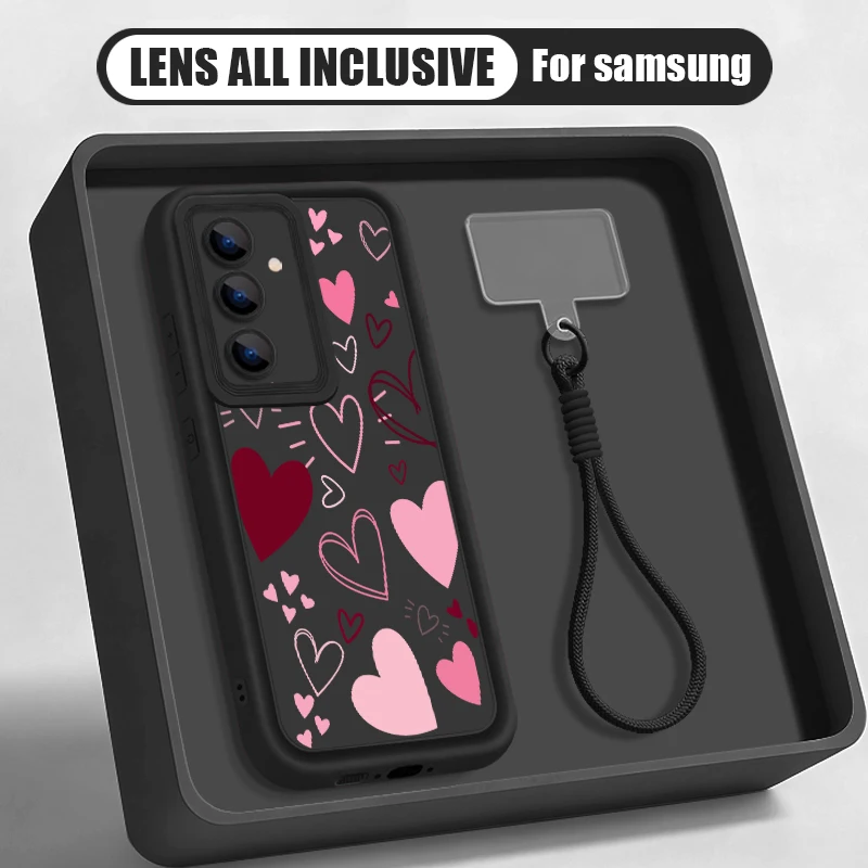 Bunte Herzen Lanyard Handyhülle für Samsung Galaxy S26 S24 S23 S22 Ultra S25 FE A57 A37 A27 A56 A16 A17 A26 A55 A15 A54 Cover