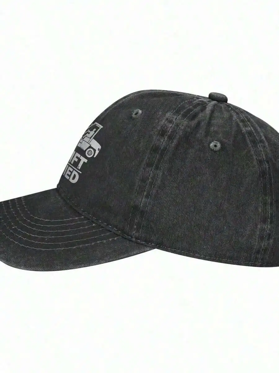 

Black Denim Baseball Cap With Forklift Graphic Novelty Hat For Adults