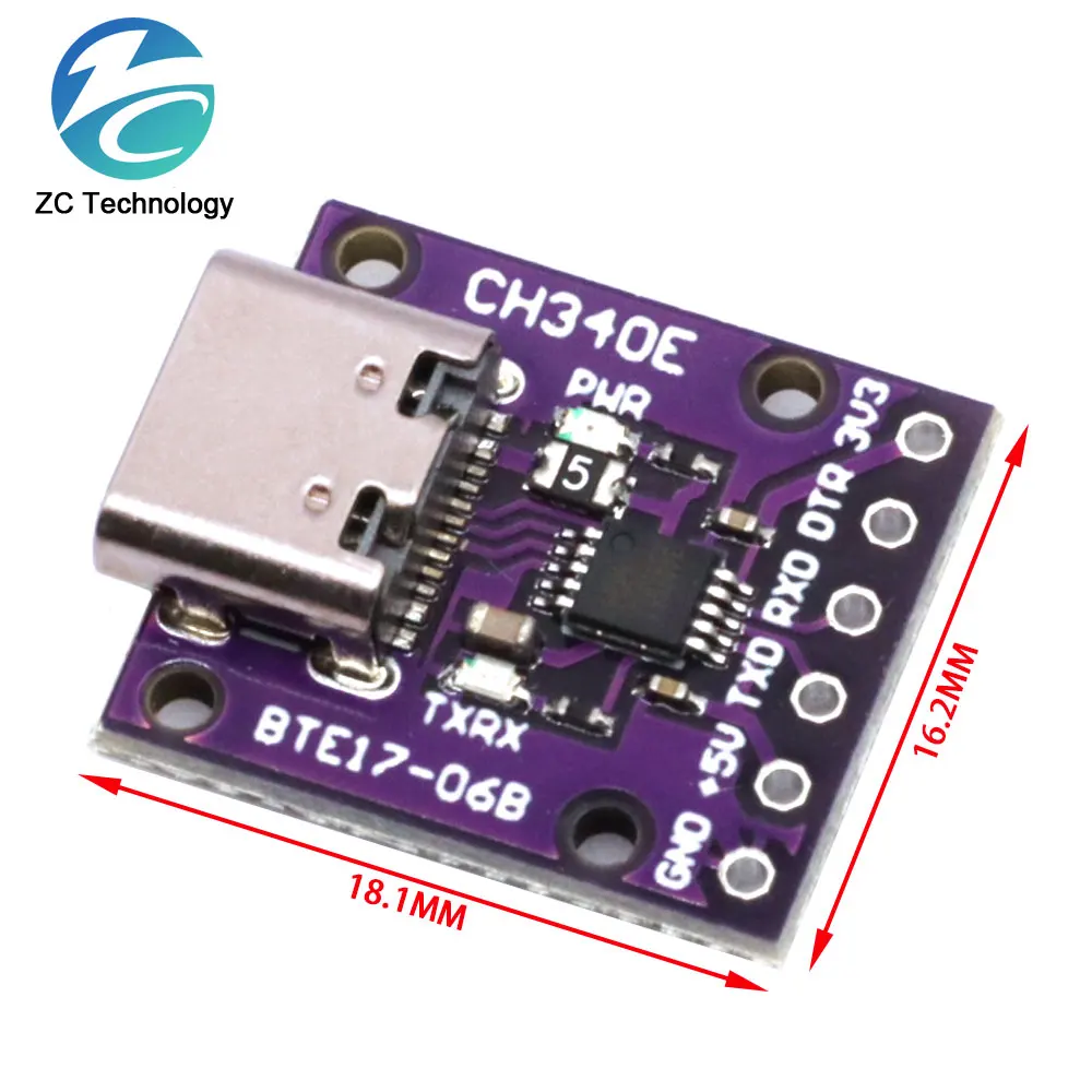 1/5PCS CH340E MSOP10 USB to TTL Serial Converter, 5V/3.3V Alternative CH340G Module TYPE-C Interface For Arduino Pro mini