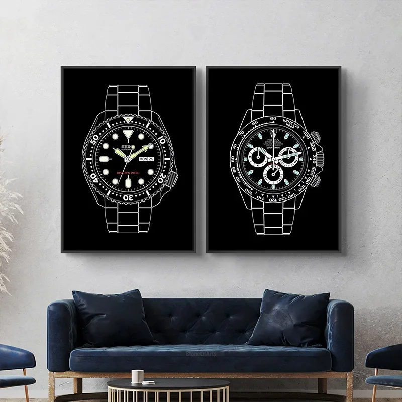Watches Outlines Posters Modern Design Simple Art Prints Canvas Painting Home Wall Decoration Picture for Living Bedroom Office
