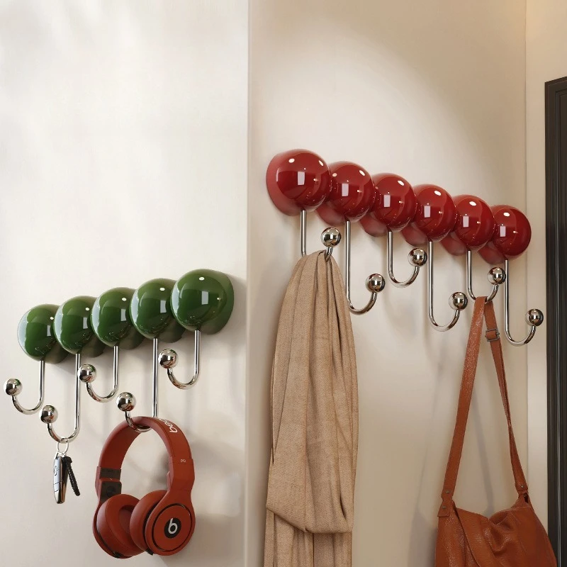 Candied Gourd Suction Cup Coat Racks Cute Creative Hall Clothes Rack Hook Hanger Living Room Wall Hanging Storage Key Furniture