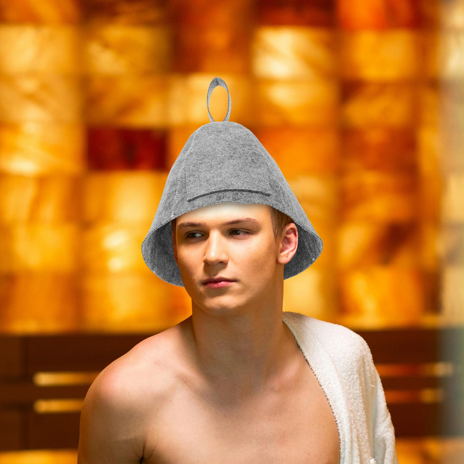 

2pcs Felt Hat For Women Men Hair Steamer Cap Russian Sauna Cap Reusable Pocket Design Easy Clean Grey Beige Sauna