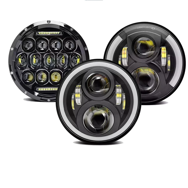 

7" Round LED Headlights White DRL / Amber Turn signal For Hummer H1 H2 H3 LED Projector DRL 7 inch Headlamp Lada niva 4x4