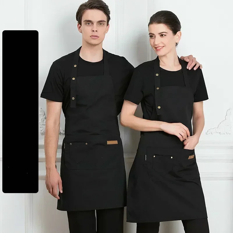 New Chef Waiter Cafe Shop Pure Color Cooking Apron for Woman Men BBQ Hairdresser Aprons Bibs Kitchen Accessory