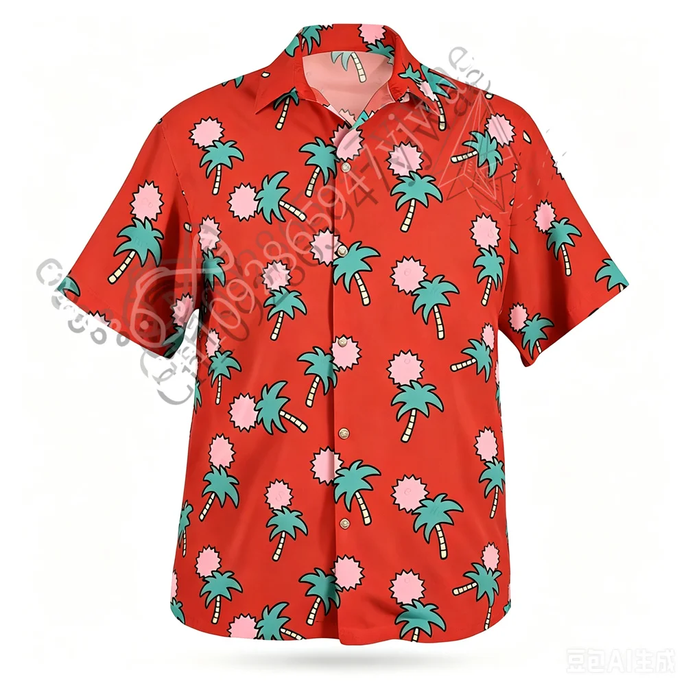 Hawaii-Hemden mit Blumenmuster, Hawaii-Oberteile, Mode, Y2k, Harajuku, Piraten-Anime, Cosplay, Herrenhemden, Damenoberteile, Sommer-T-Shirt – Detail 7
