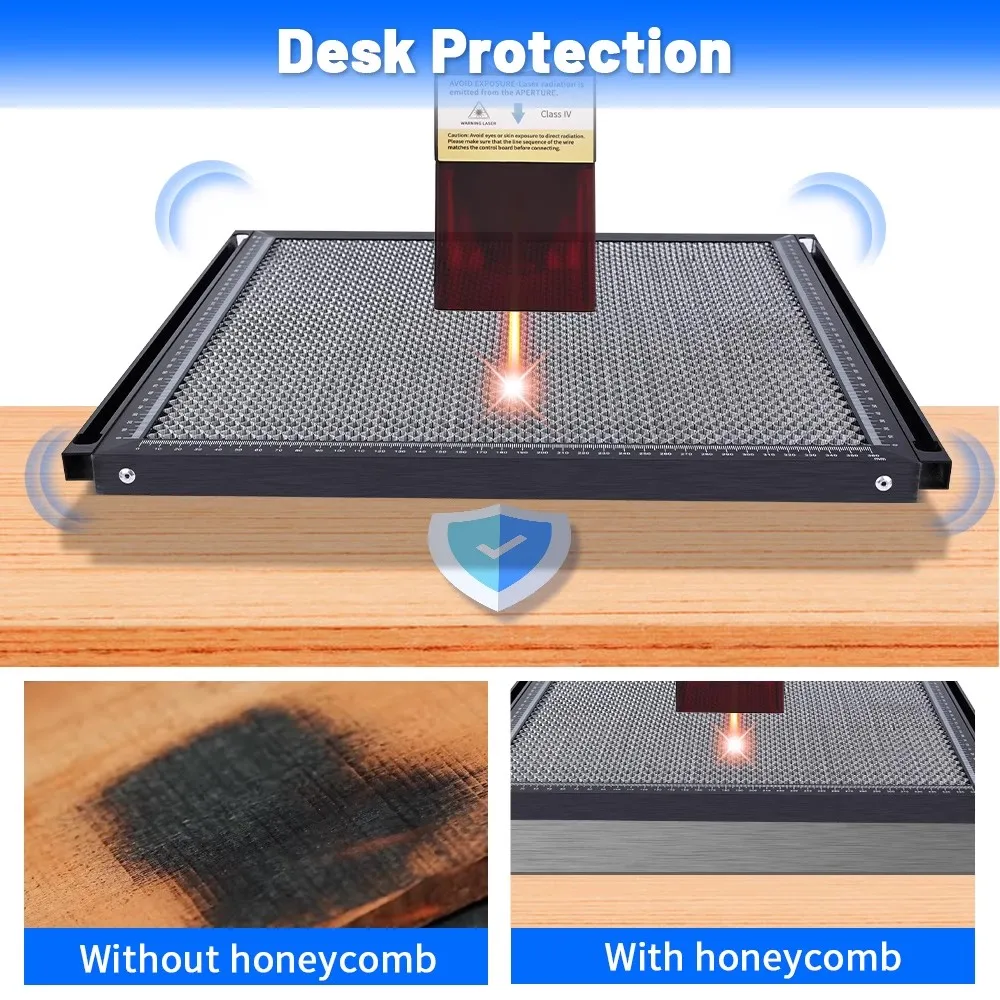 Mesa de trabajo de nido de abeja para grabador láser, 400x400mm, 500x500mm, tabla de corte limpio, Panel de acero protector, plataforma