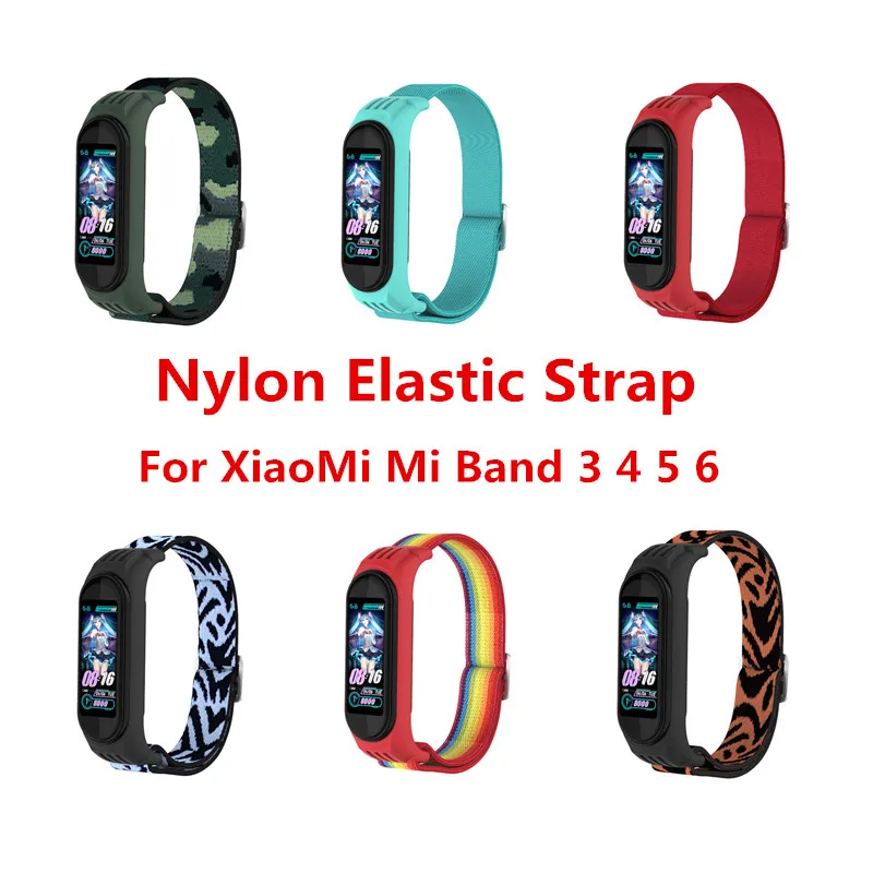 Nylon Strap For XiaoMi Mi Band 7 6 5 4 3 Adjustable Elastic Sports Wristband For Mi Band 3 4 5 7 6 Bracelet replacement strap