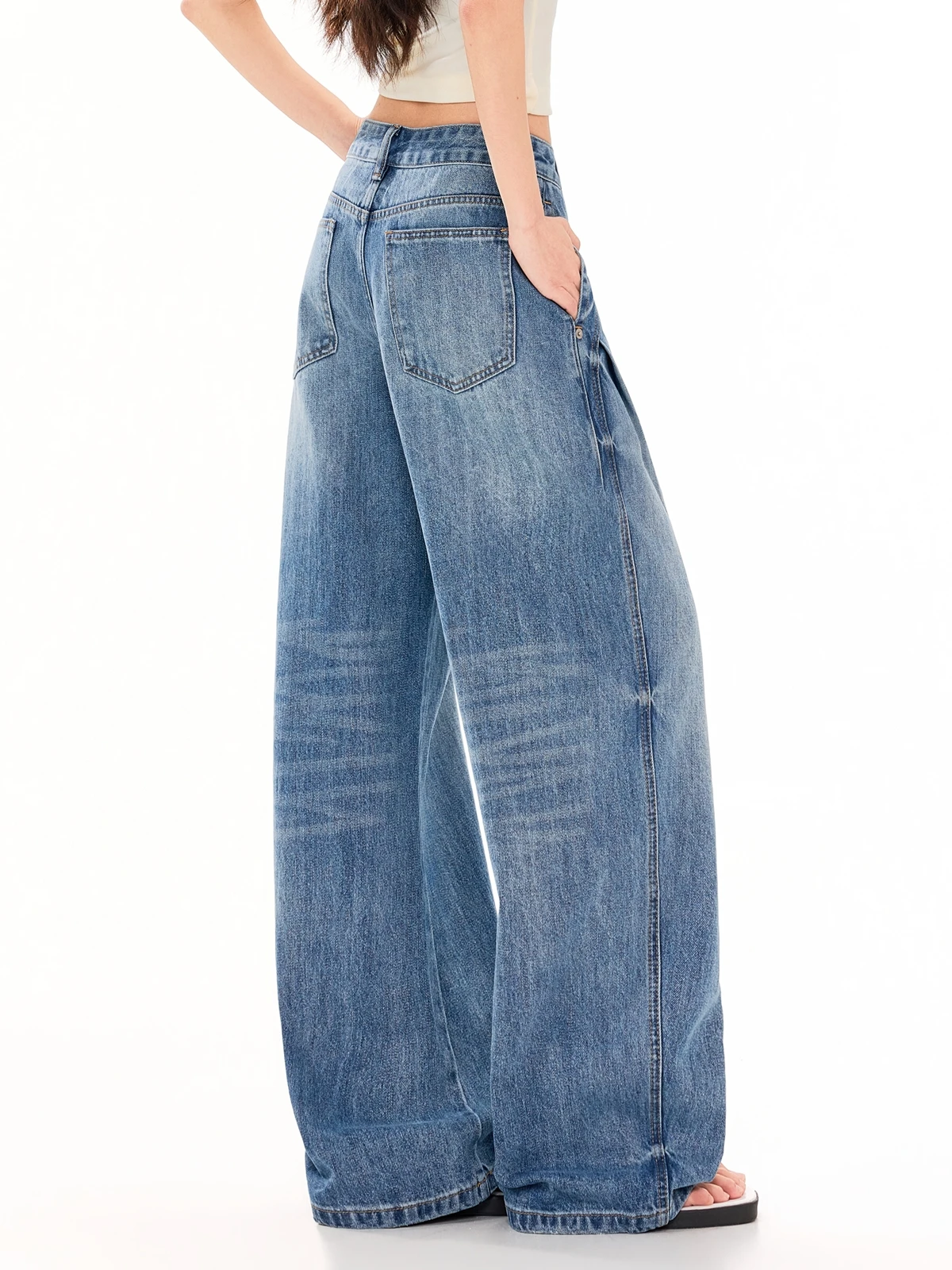 ZHISILAO New Loose Baggy Tapered Jeans Vintage Casual Chic Classic High Waist Wide Leg Denim Pants Spring 2026