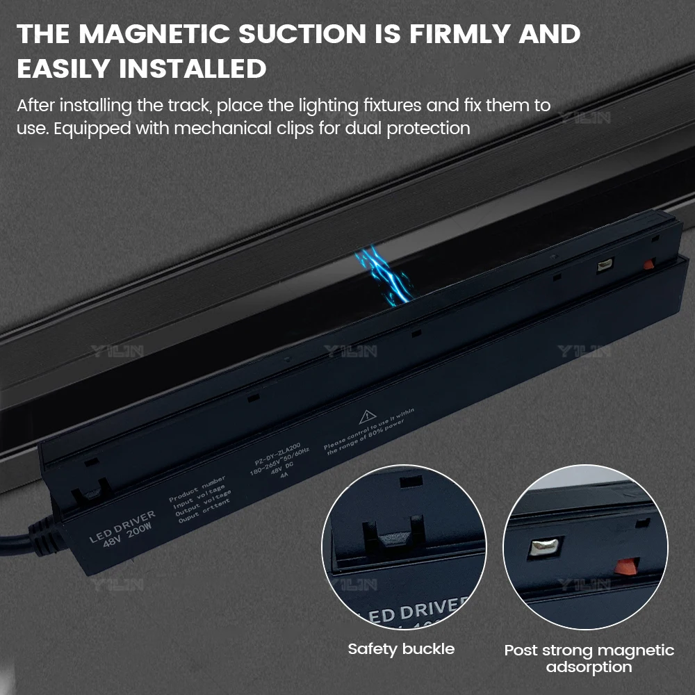 Imagem -04 - Led Track Light Power Supply Full Power 100w 200w Dc48v Transformer Ac180265v Led Light Driver Adaptador para Magnetic Track Lamp