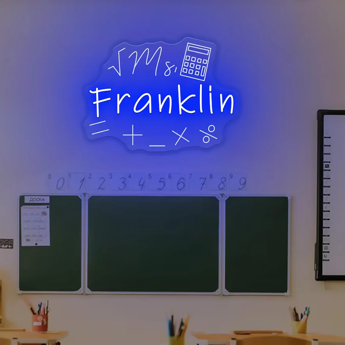 Custom Math Teacher Name Neon Sign for Classroom Wall Decor 3D Engraved Math Characters for Teacher Office Study Room Decor Teac