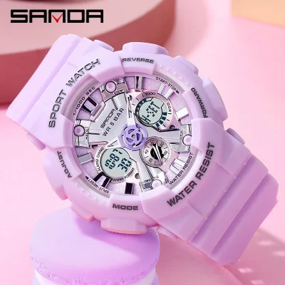 Sanda 6033 Watch Harajuku Fashion Digital Sports Male and Female Students Korean Version of the Simplified Electronic Watch