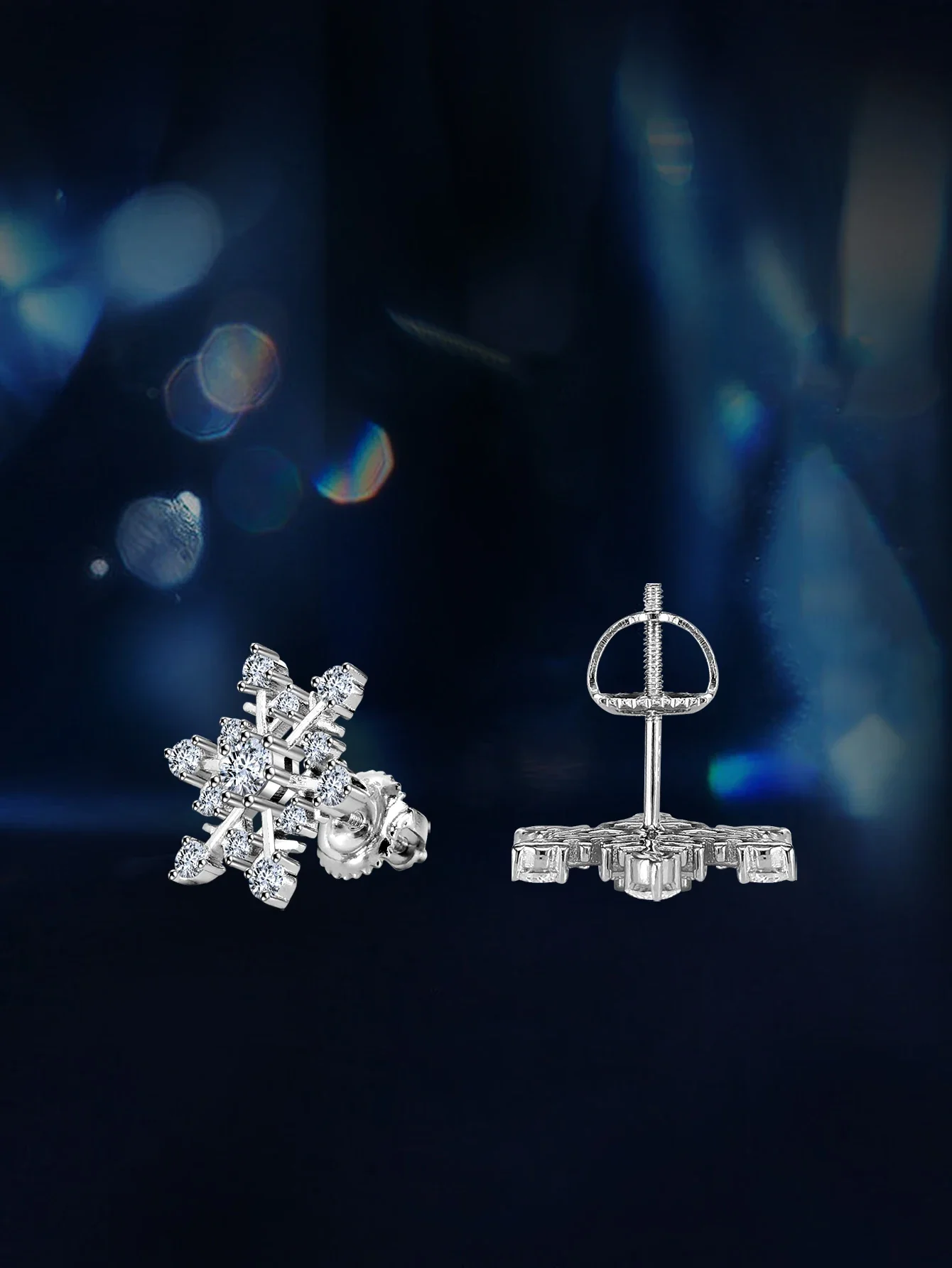 

SnowFlake Stud Earrings Blue Moissanite Earring for Women Birthday Gift Engagement Wedding with Gra Certificate New 2025