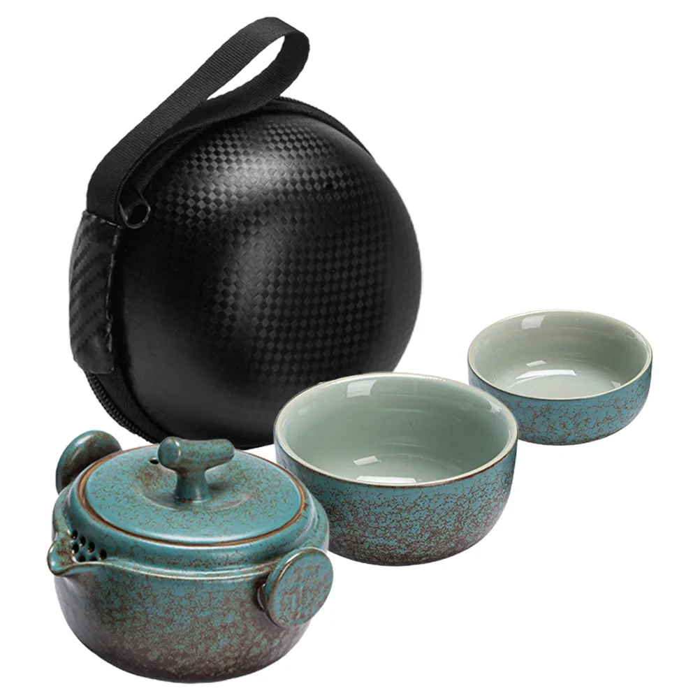 Ceramic Portable Travel Tea Set with Kung Fu Teapot and Cups – Compact Chinese Porcelain Tea Kit for Adults