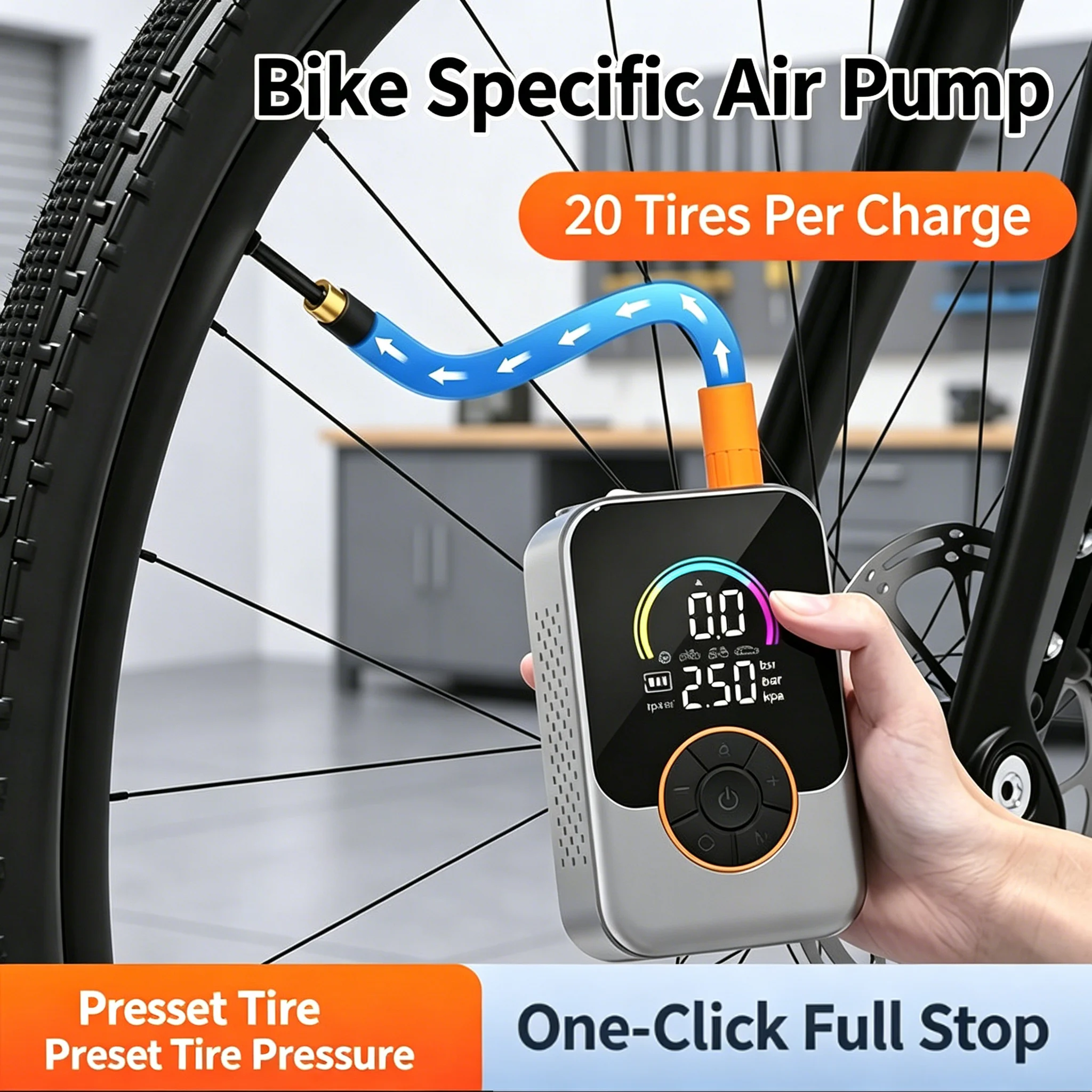 

MQHS Portable Air Pump Wireless Tire Inflator Electric Air Compressor LCD Display Air Injector for Bike Car Motorcycle Tyre Ball