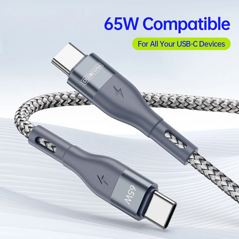 PD 65W Type C To Type C Fast Charging Cable Quick Charger 1m/2m/3m for Universal Charger Power Adapter USB C Charging Data Cable