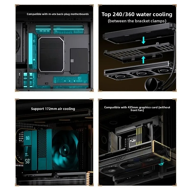 D33 Model MATX Glass Side Through Desktop Game Case, 360 Water-Cooled Compatible Computer Case