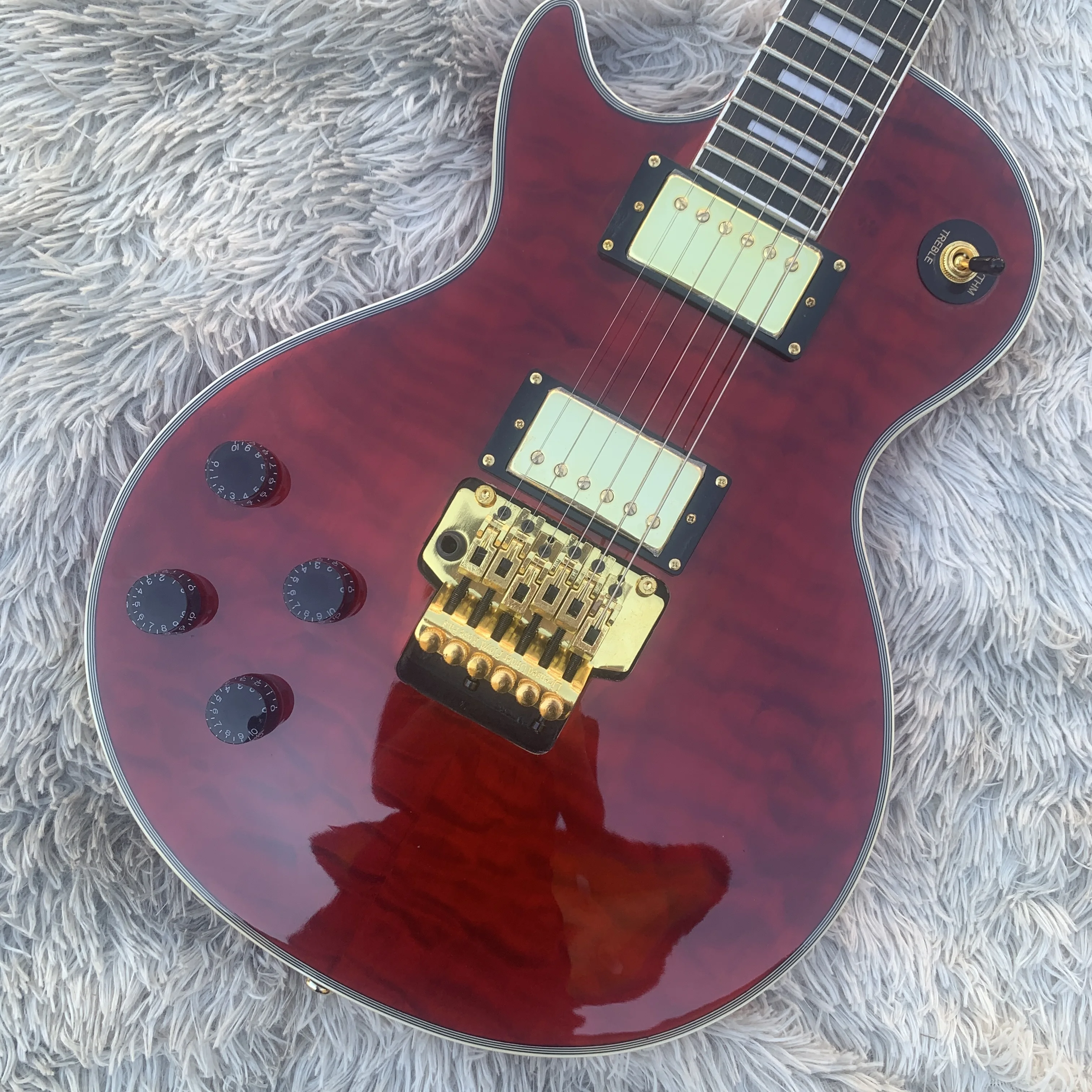 left hand Custom LP Electric Guitar 22 frets red floyed rose guitar rose wood fretboard quickly shipped in high quality