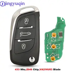 jingyuqin Car Remote Key 434Mhz For Citroen C4L New Elysee For Peugeot 508 3008 2008 301 433MHz ID46 Auto Keyless VA2/HU83 Blade