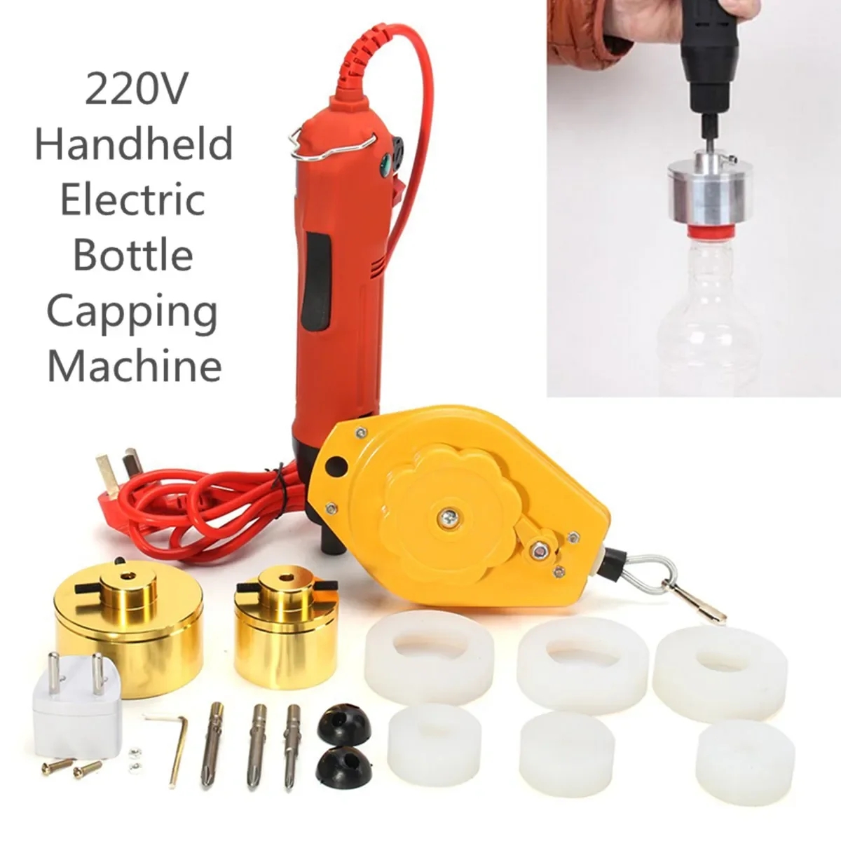 220V Portable Handheld Automatic Electric Bottle Capping Machine Cap Screwing Sealing Machine Bottle Capper With Spring Balancer