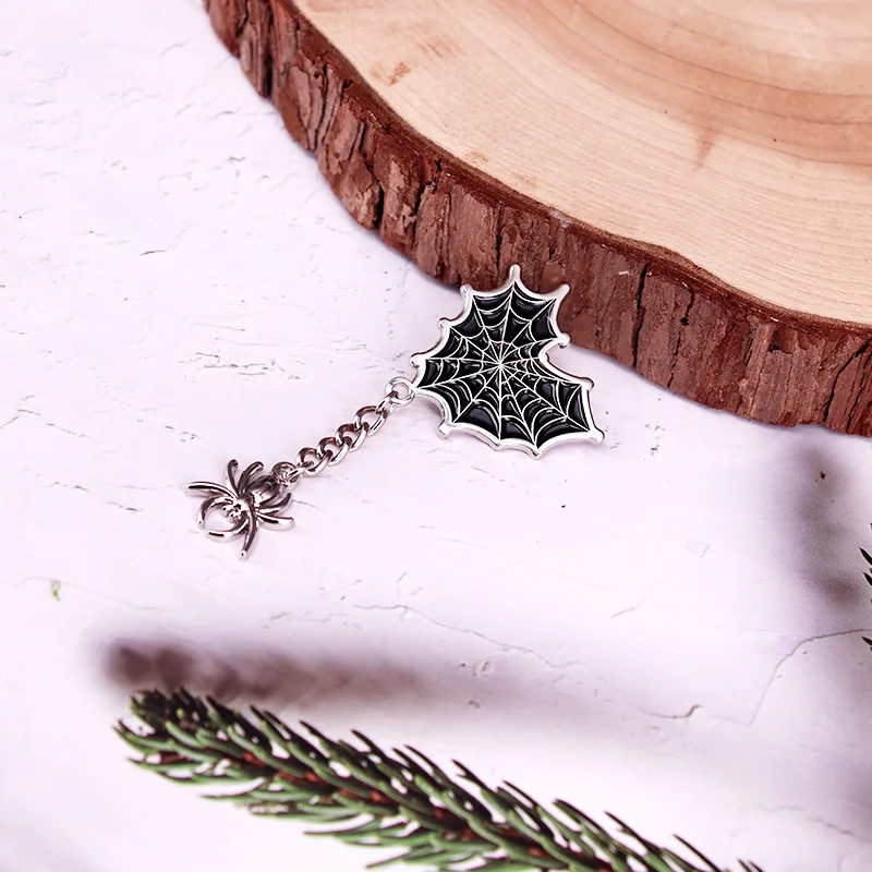 Spiderweb Enamel Pin Spider Badge Horror Halloween Witchy Jewelry Gift