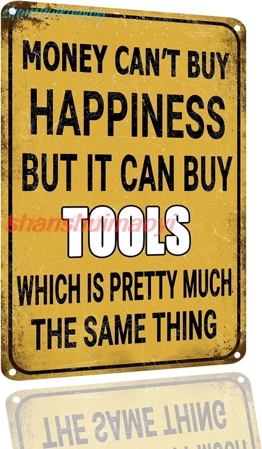 Funny Metal Tin Sign Money Cant Buy Happiness But It Can Buy Tools Signs,Sarcastic Tin Sign Garage Wall Art Decor For Toolh sign