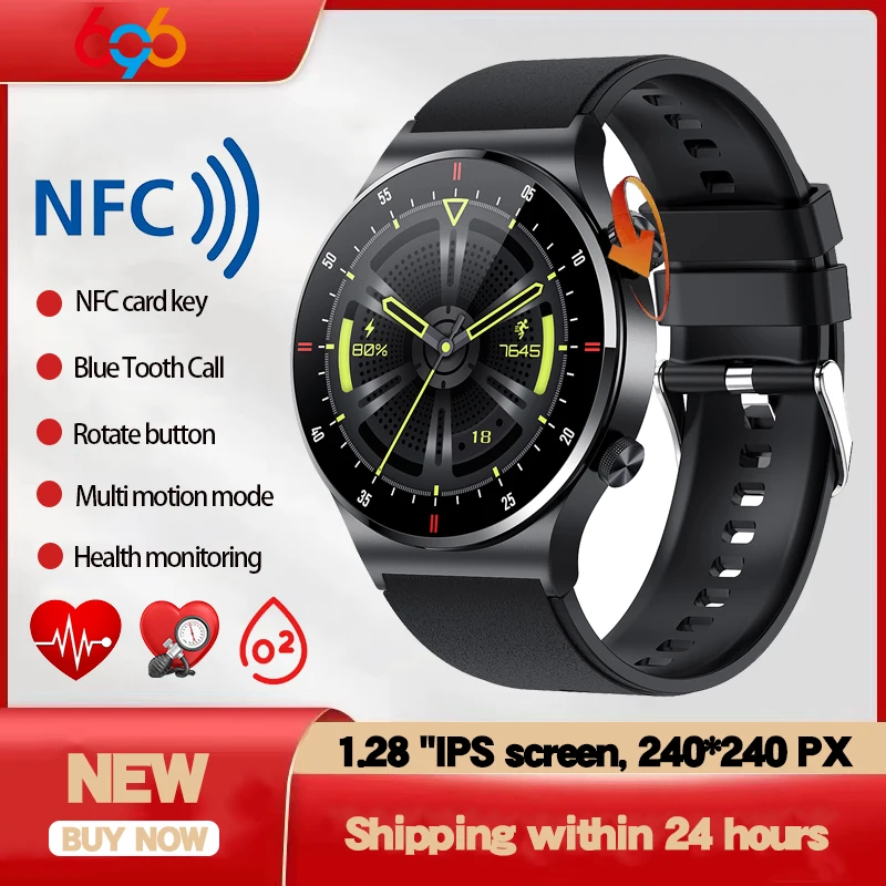 

2024 New Men Blue Tooth Call Smart Watch NFC Card Key Heart Rate Blood Pressure Testing Sports Fitness Tracker Women Smartwatch