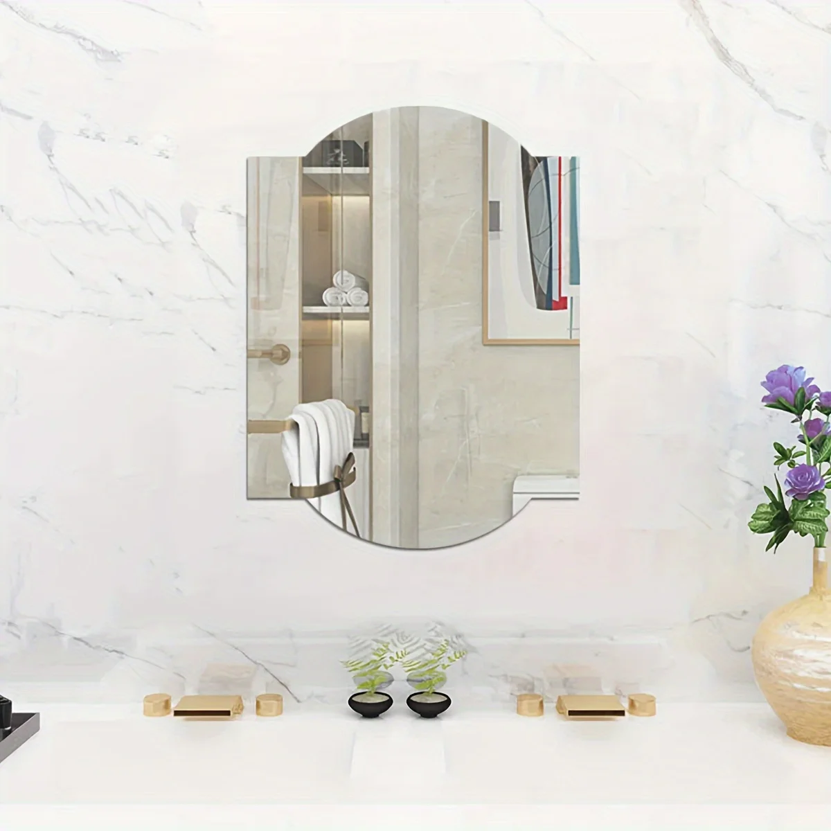 Abnormity Irregular Bathroom Acrylic Shatterproof Mirrors, Non Glass Mirror Decor for Bedroom, Living Room, Wall Mirror