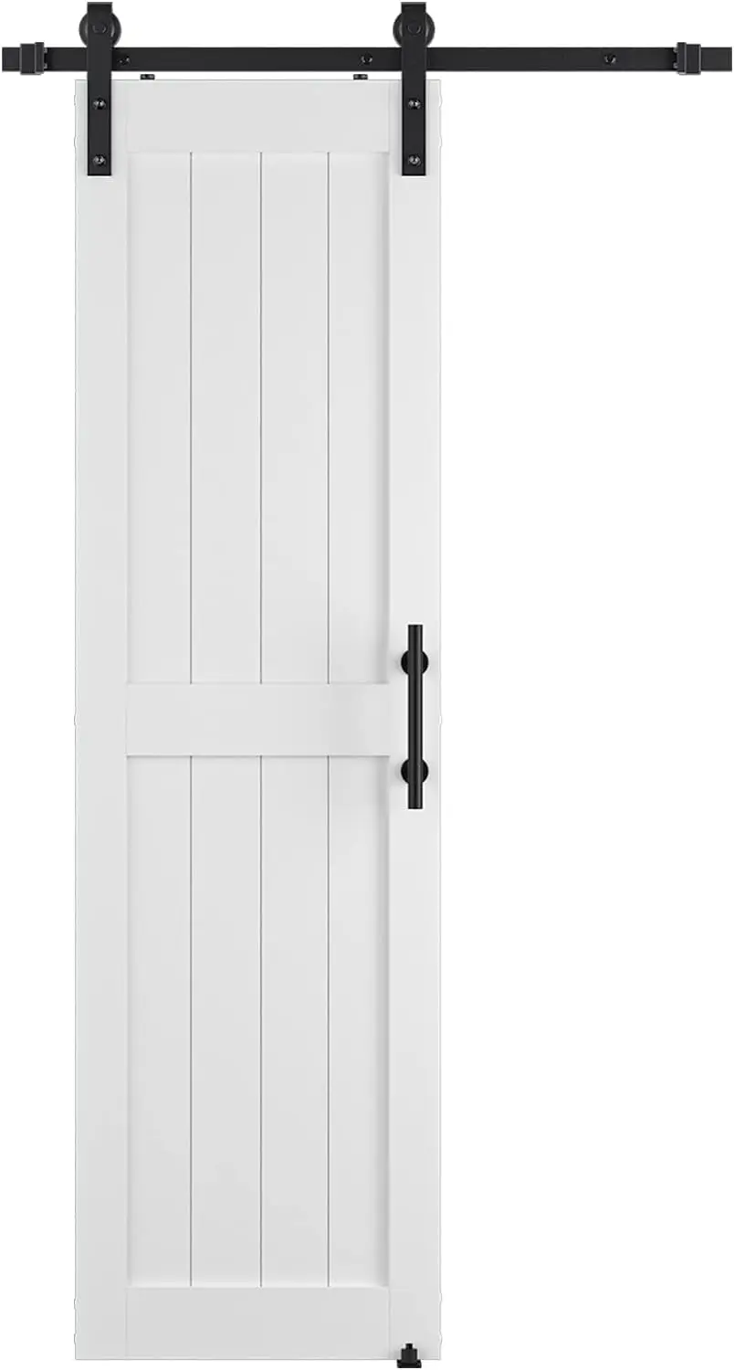 

Sliding Barn Door with 4ft Barn Door Hardware Kit & Handle, Pre-Drilled Holes Easy Assembly -Solid Barn Door Slab Covered with