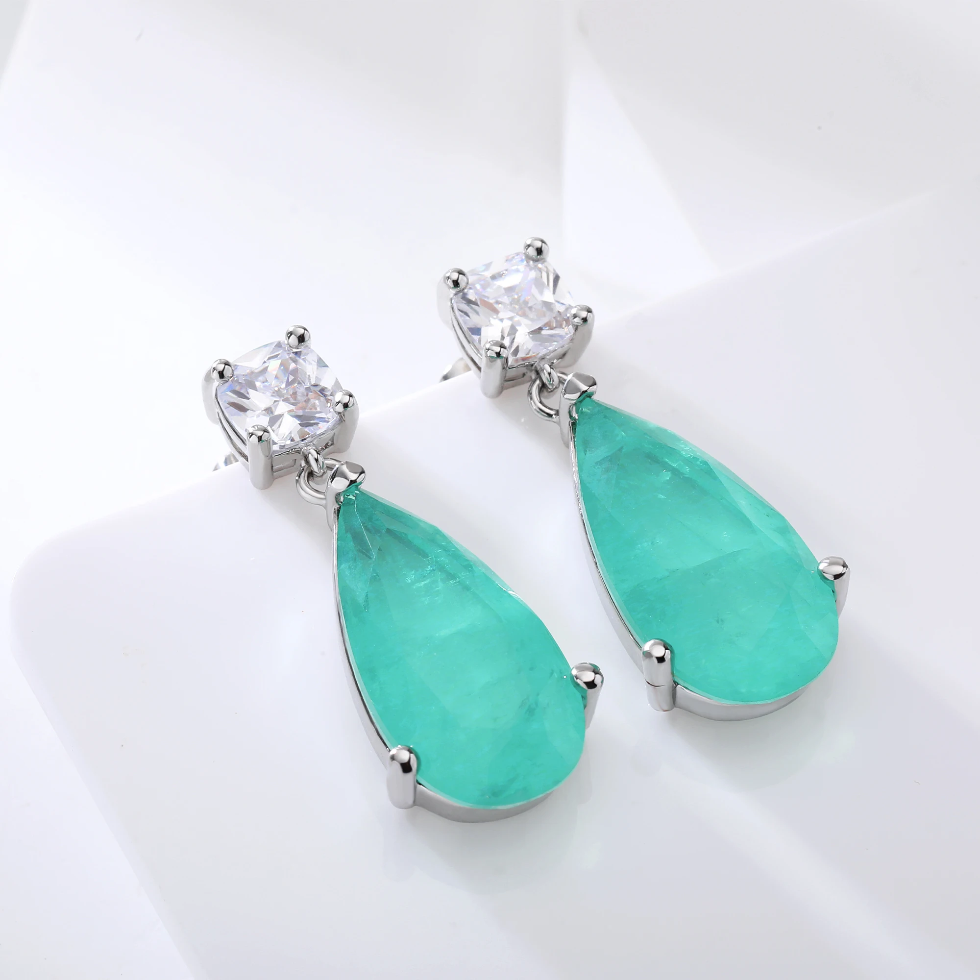 

Tourmaline Blue Fusion Stone Jewelry Ladies Earrings Valentine's Day Gift