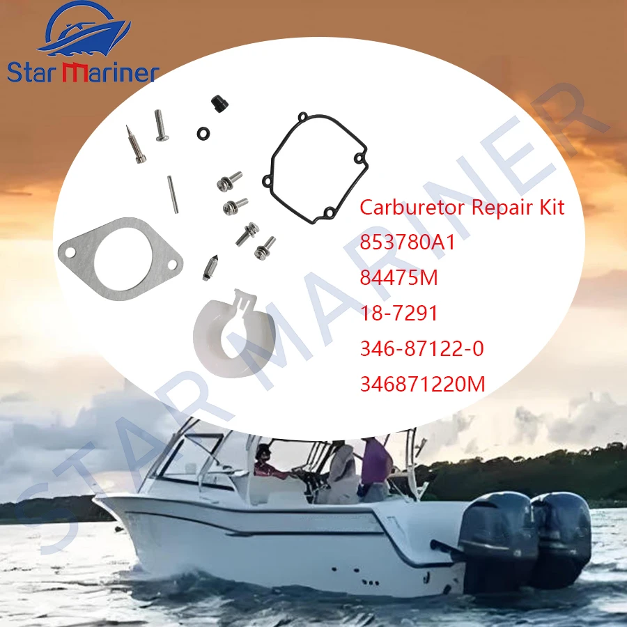 

35-853780A1 Ремкомплект карбюратора 853780A1 для подвесного двигателя Mercury 25HP 30HP 84475M 18-7291 Nissan Tohatsu 346-87122-0 346871220M