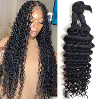 Bulk Braiding Hair 100% Human hair Deep Wave No Weft Brazilian Bundles Braids Extension Curly Human Hair Bundle for Boho Braids