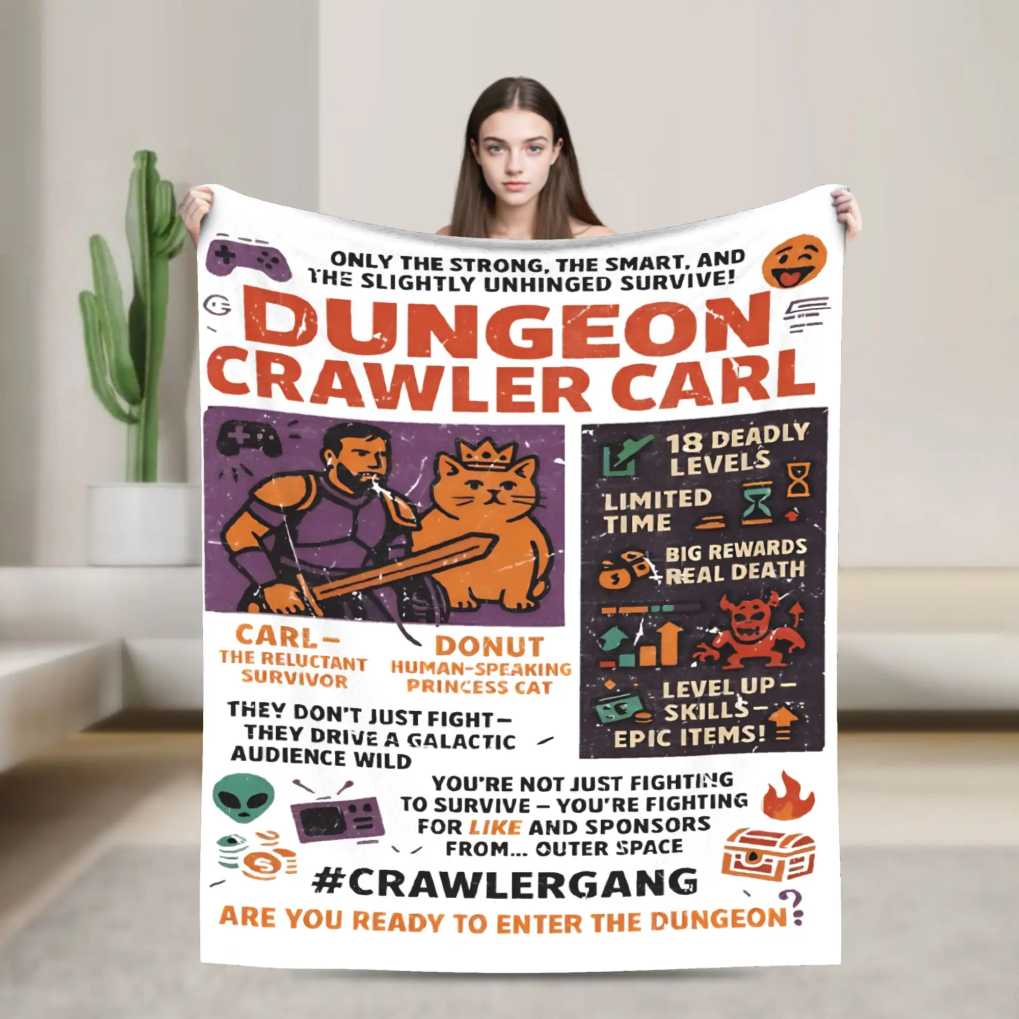 

Quotes Popular Book Series Blankets Dungeon Crawler Carl Flannel Throw Blankets Bed Sofa Decoration Soft Warm Bedsprea,
