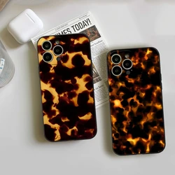 Tortoise Shell Marble Pattern Phone Case FOR IPhone 15 14 11 12 Pro 8 7 15 Plus 13 Pro MAX XR XS MINI Black Soft Covers