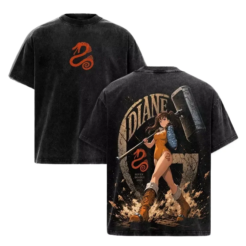 Summer Hot Sale Diane The Seven Deadly Sins Clothing Unisex Manga Harajuku Hip Hop T-shirt Y2K Gothic Cotton Oversized T-shirt
