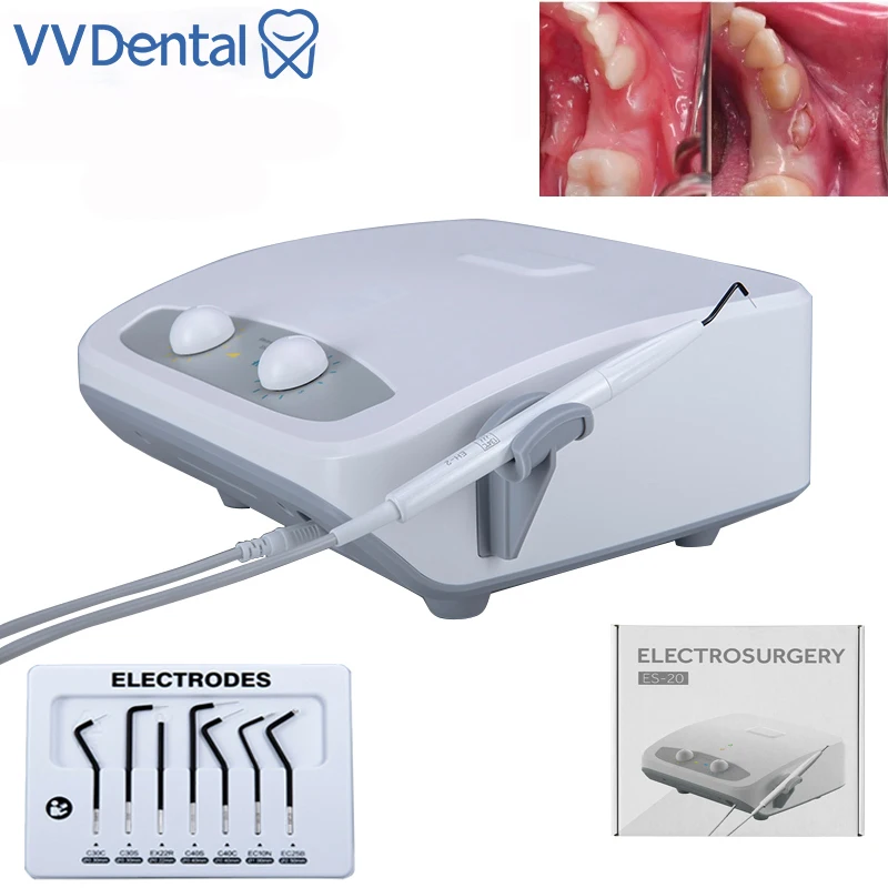 VVDental Dental Portable Electrosurgical Unit with 7pcs Electricity Knife High Frequency Electro Scalpel Electrosurgery System