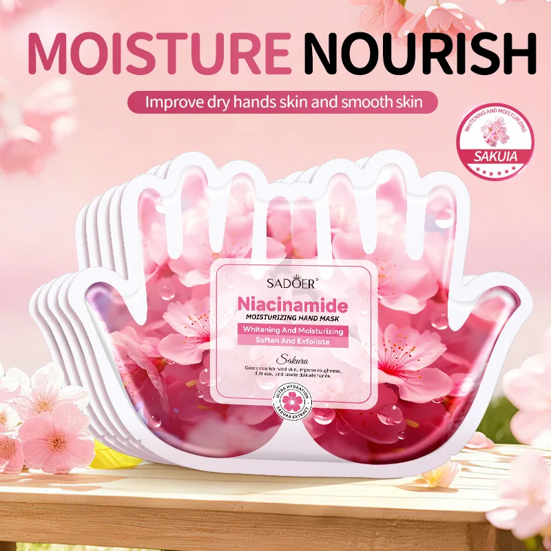 5-pares-de-mascara-para-maos-sadoer-sakura-com-niacinamida-hidratante-clareadora-esfoliante-e-nutritiva-para-maos-secas-e-envelhecidas