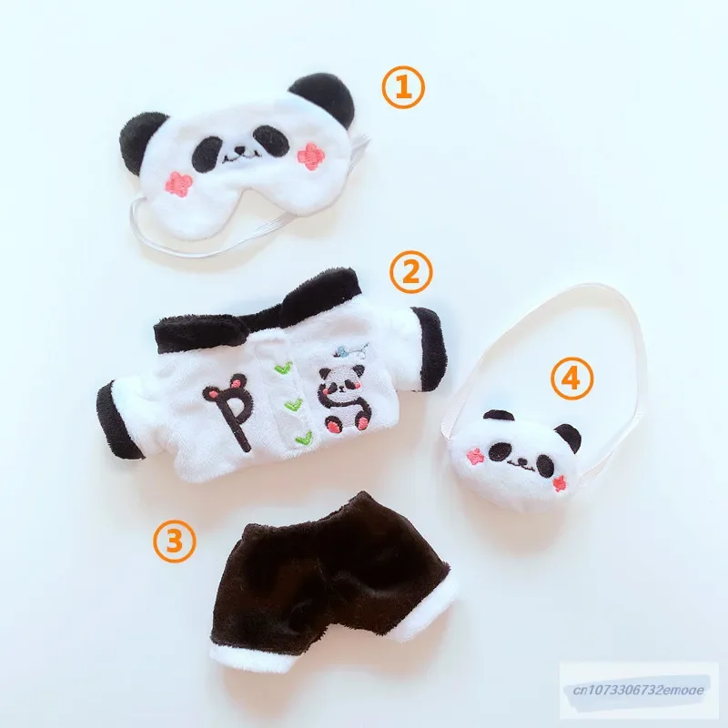 20cm Doll Outfit Plush Doll's Clothes panda eyeshade Satchel shoes pants Stuffed Toys Dolls Accessories for Korea Kpop EXO Idol