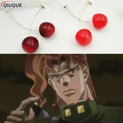 Anime JOJO JoJo's Bizarre Adventure akcesoria Cosplay Kakyoin Noriaki Cosplay Eardrop Cherry stadniny kolczyki biżuteria metalowa