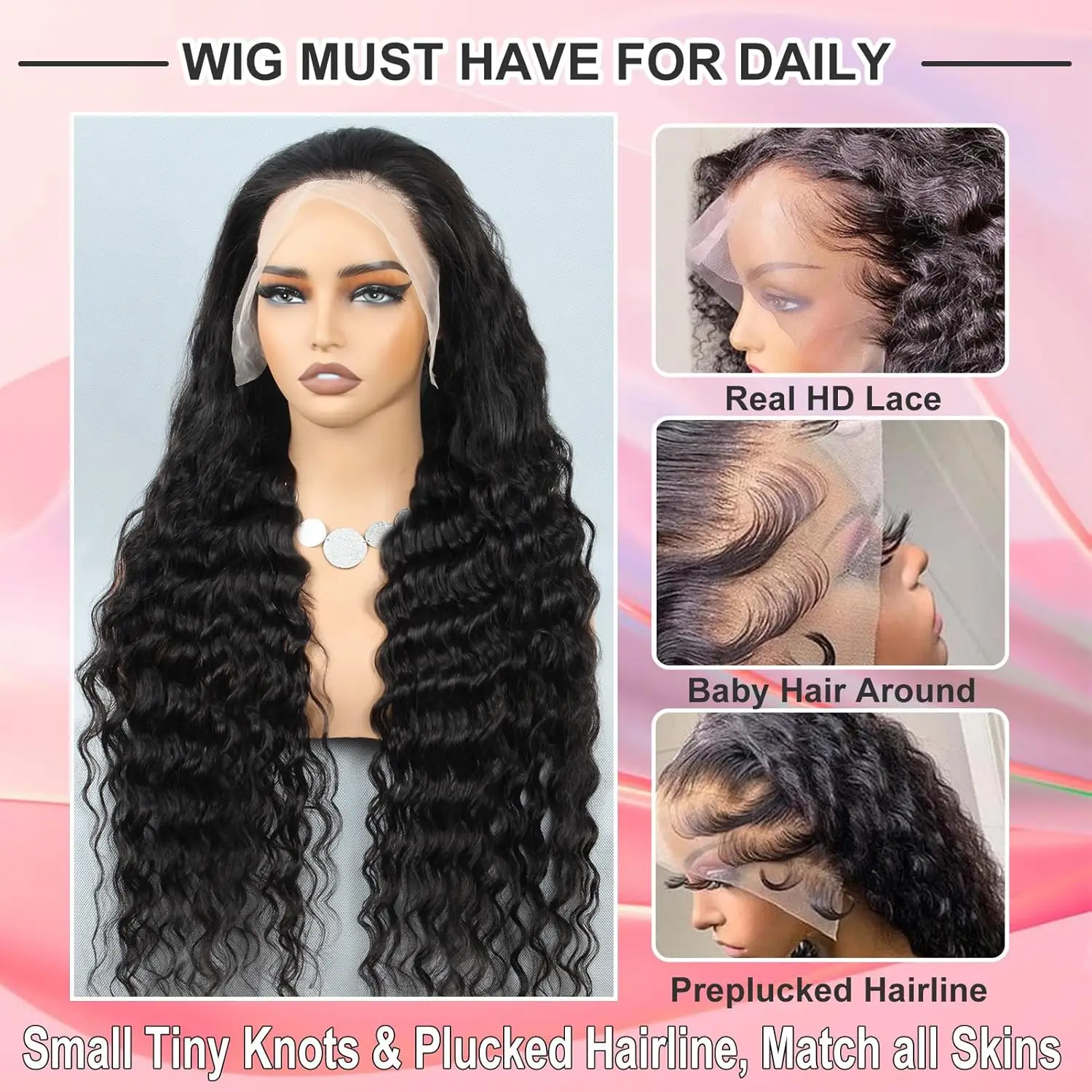 Deep Wave Lace Front Wigs Human Hair 13x6 HD Lace Front Wigs Burmese Curly 13X4 Human Hair Pre Plucked Brazilian Curly Human Hair Wig 200 Density Deep Wave Frontal Wigs Human Hair HD Lace 26 Inch Curl image 7