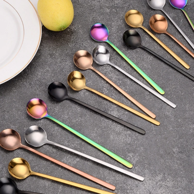 1Pcs Large Size 304 Stainless Steel Coffee Spoon Round Head Spoon Korean Style Spoons Honey Dessert Gift Mixing Spoon