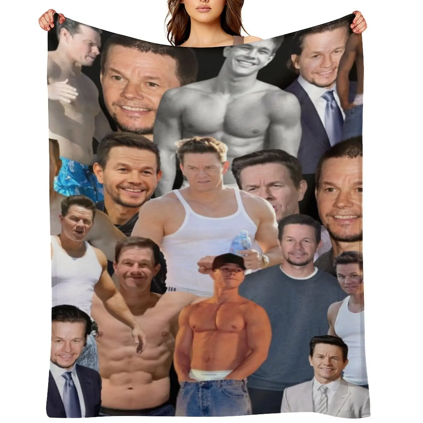 

mark wahlberg photo collage Throw Blanket for sofa Summer blankets and throws sofa bed Blankets