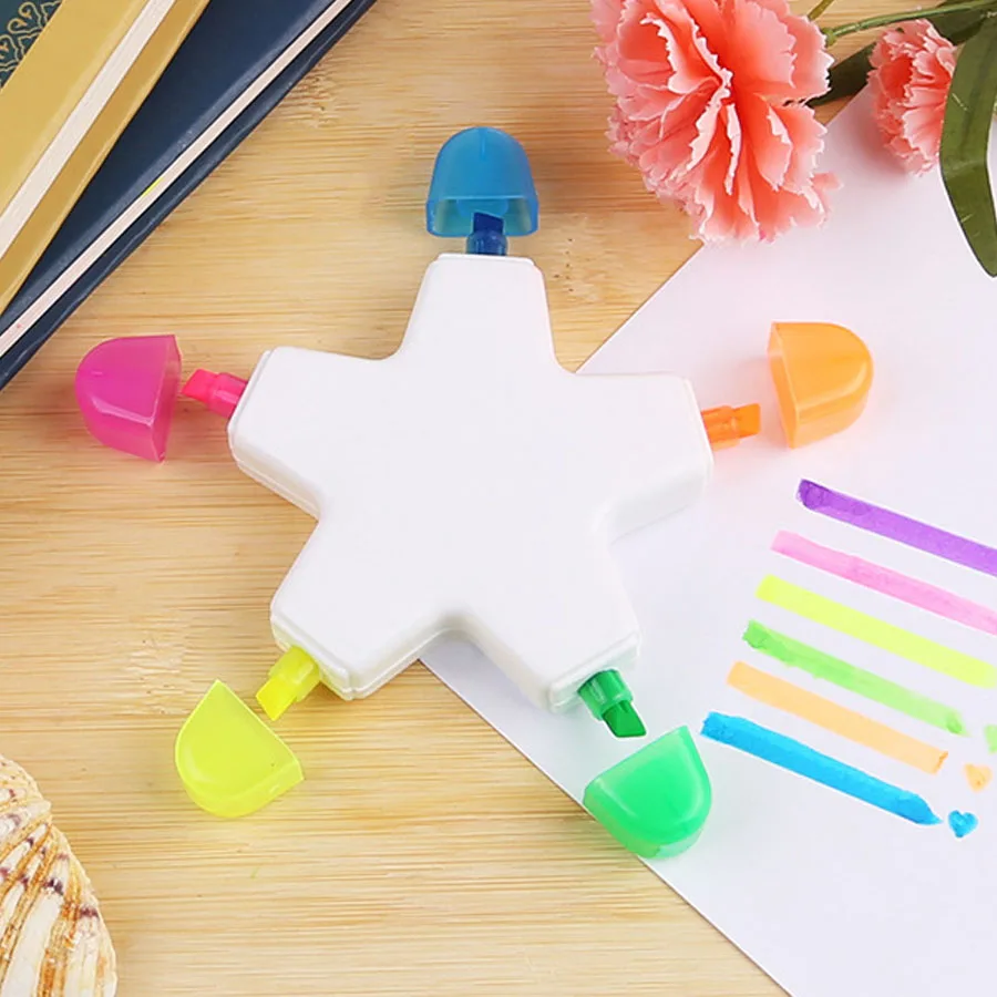 5-in-1 Star Shape Highlighter Pen, Cute Colorful Gift for Kids, Christmas Present with Custom Logo in Full Color